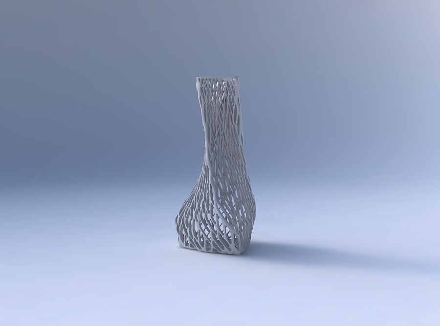 Vase twist puffy triangle with lattice tiles  3D print model_4