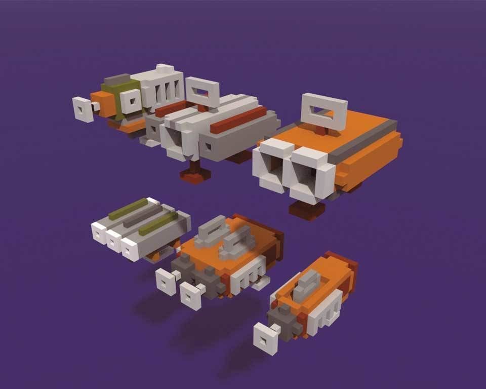 Shooty Zombies Voxel 3D Game Assets Low-poly 3D model_9