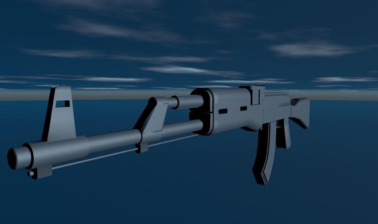 AK-47 ak - rifle Low-poly 3D model_1