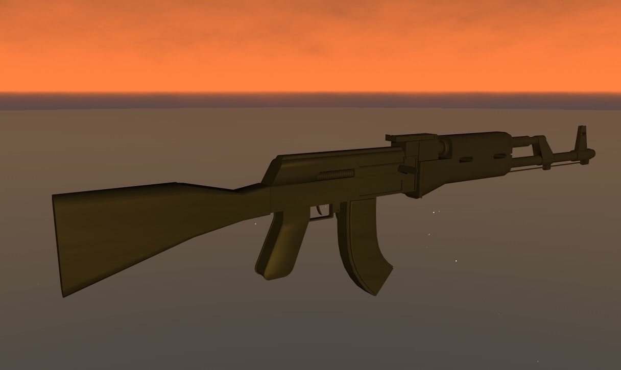 AK-47 ak - rifle Low-poly 3D model_3