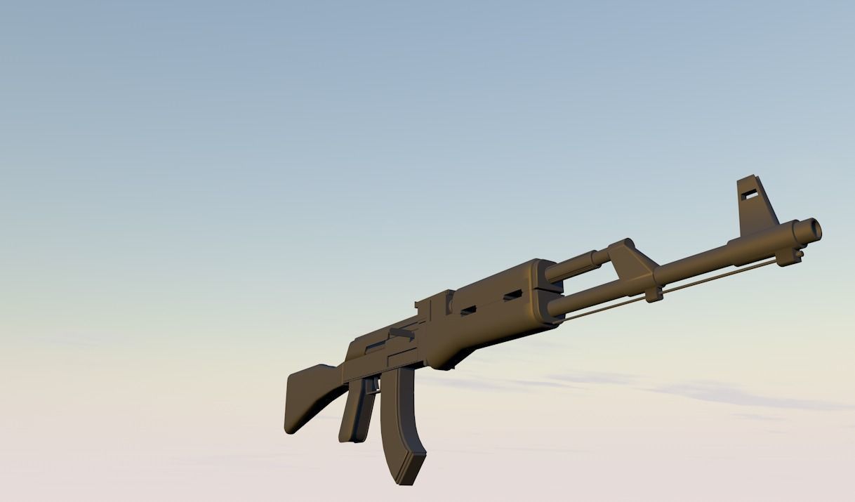 AK-47 ak - rifle Low-poly 3D model_7