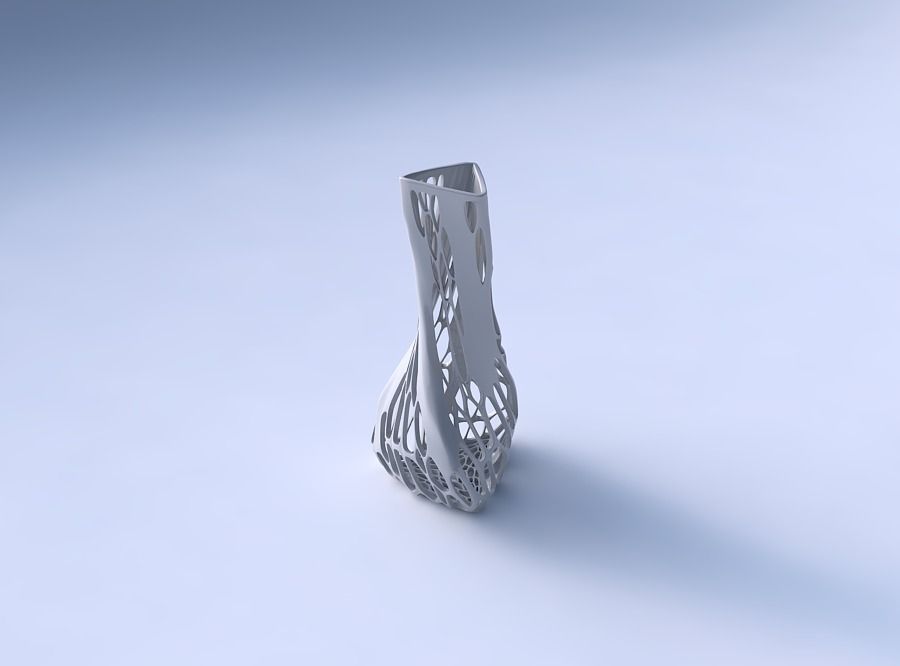 Vase twist puffy triangle with organic lattice with solid cen... 3D print model_3