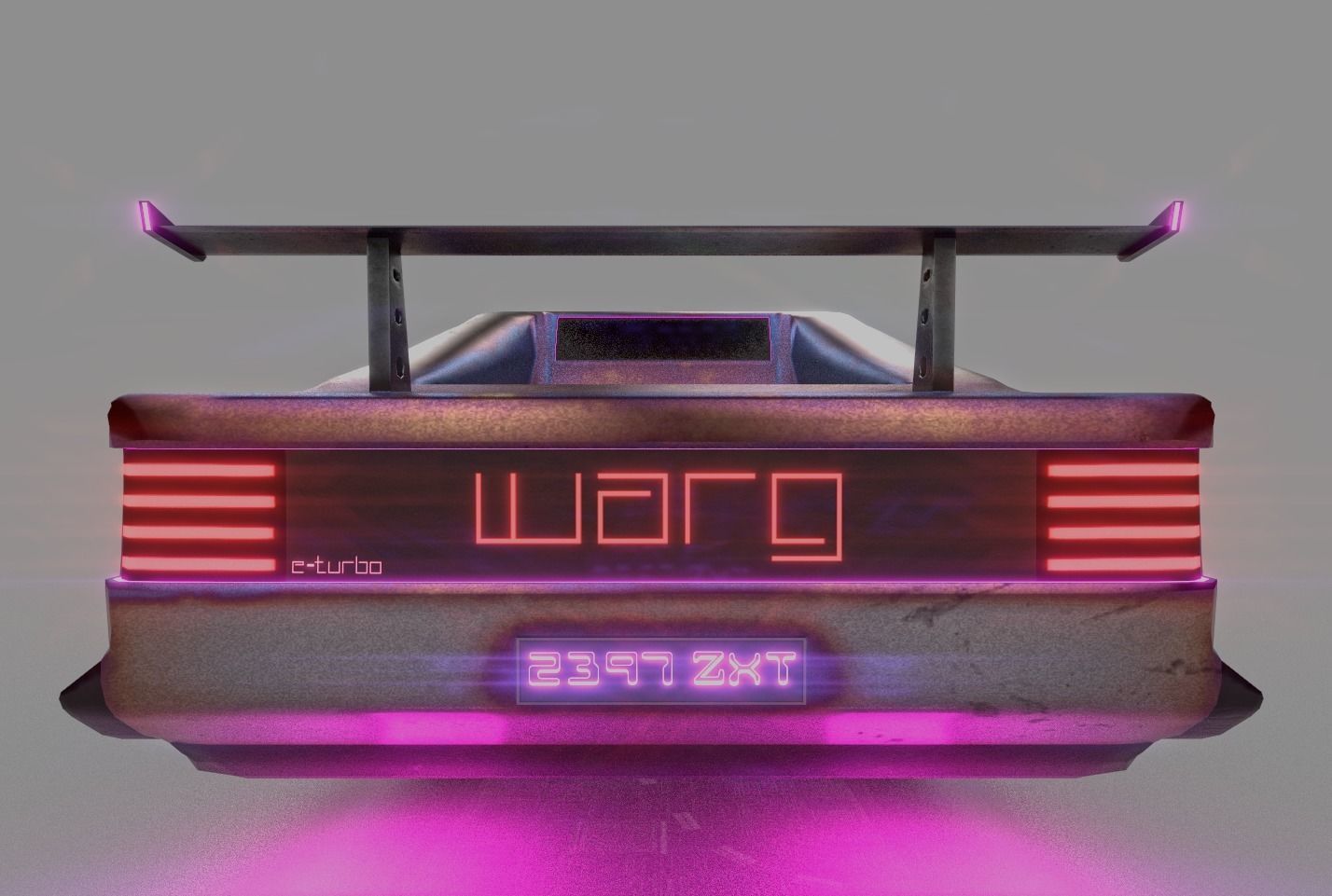 Scifi cyberpunk car Low-poly 3D model_3