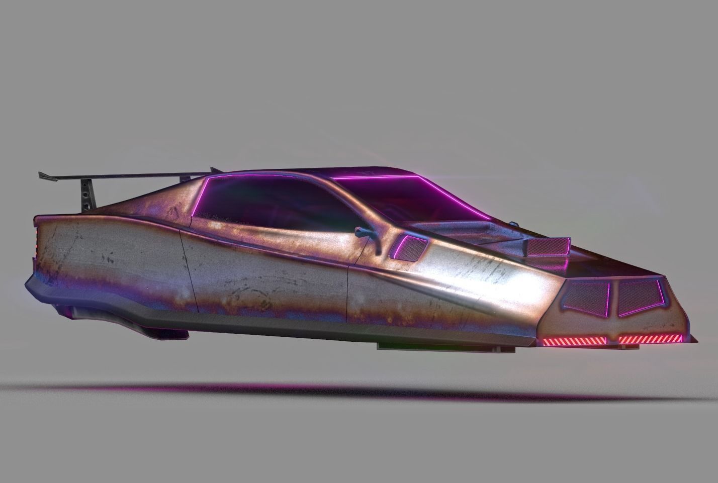 Scifi cyberpunk car Low-poly 3D model_4