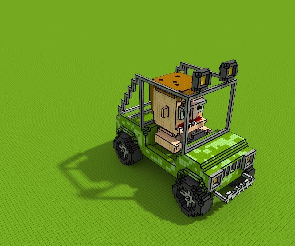 Jeep and Redneck Character for Apocalyptic Game Low-poly 3D model_1