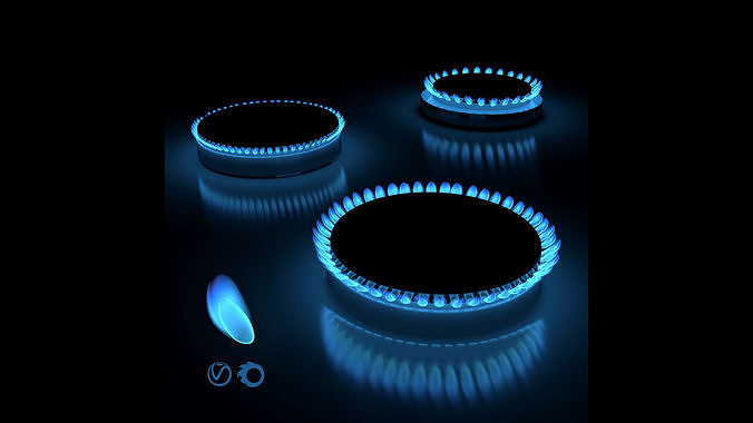 Gas hob flame 3D model