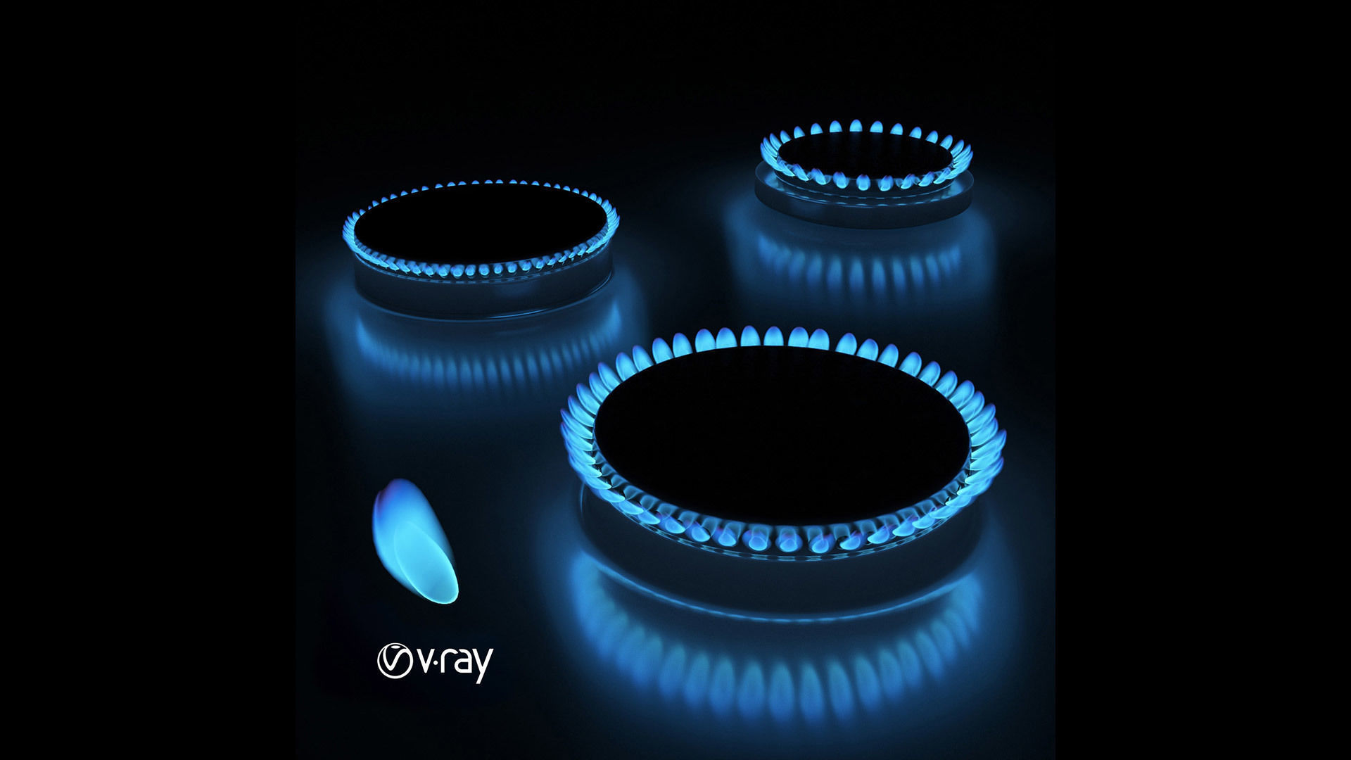 Gas hob flame 3D model_4