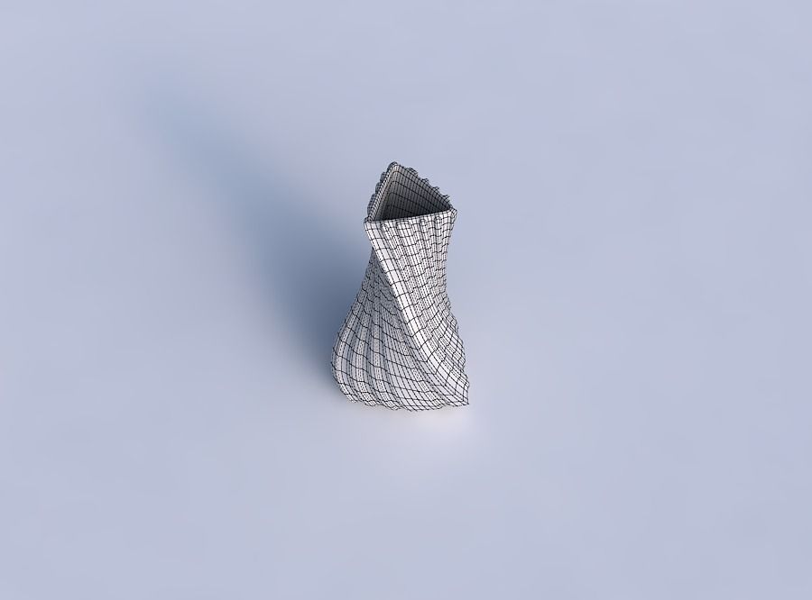 Vase twist puffy triangle with smooth vertical ribbons 3D print model_6