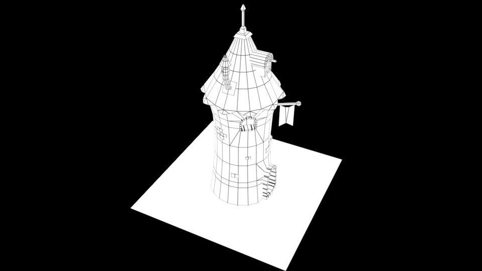 Stylized Tower lowpoly game ready Low-poly 3D model_8
