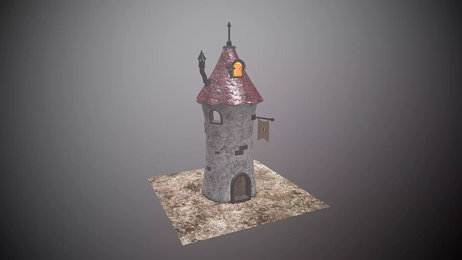Stylized Tower lowpoly game ready Low-poly 3D model_0