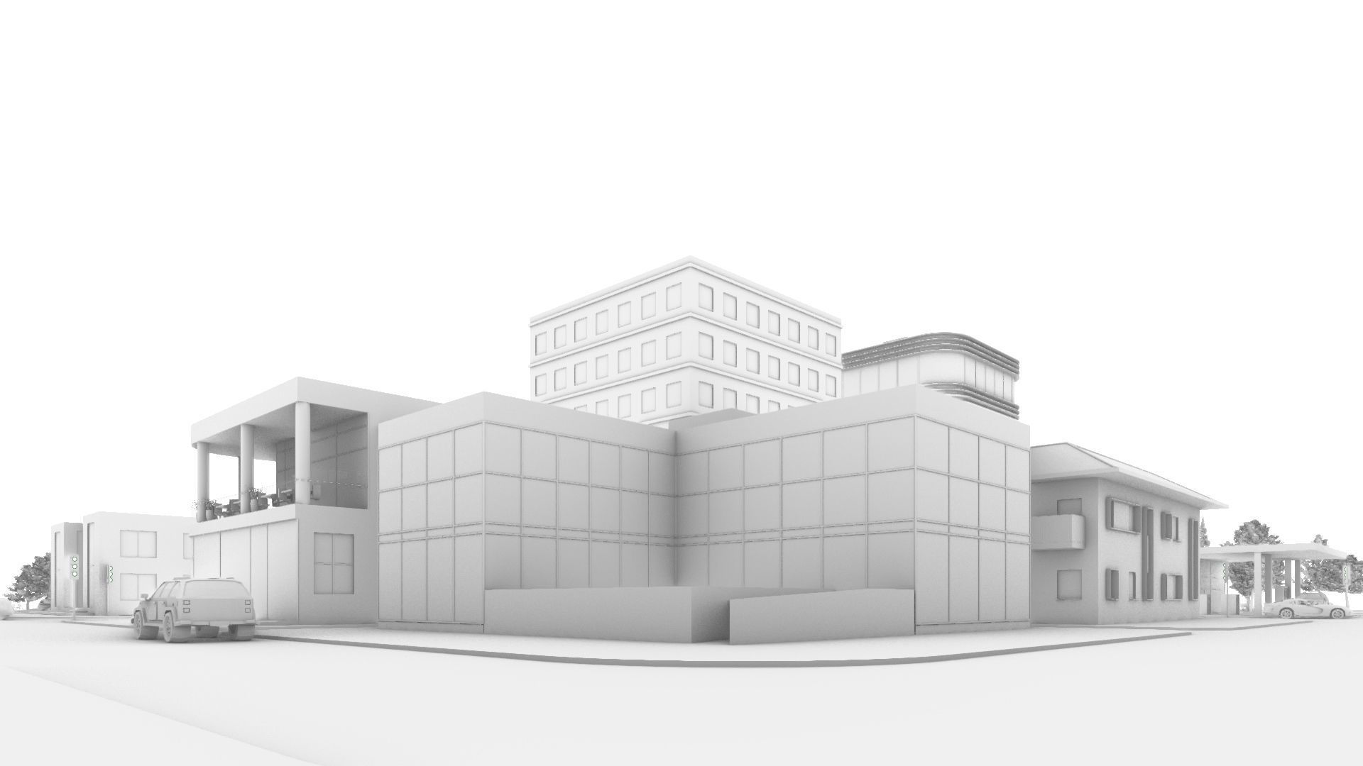 Mini City with 14 different building types 3D model_13