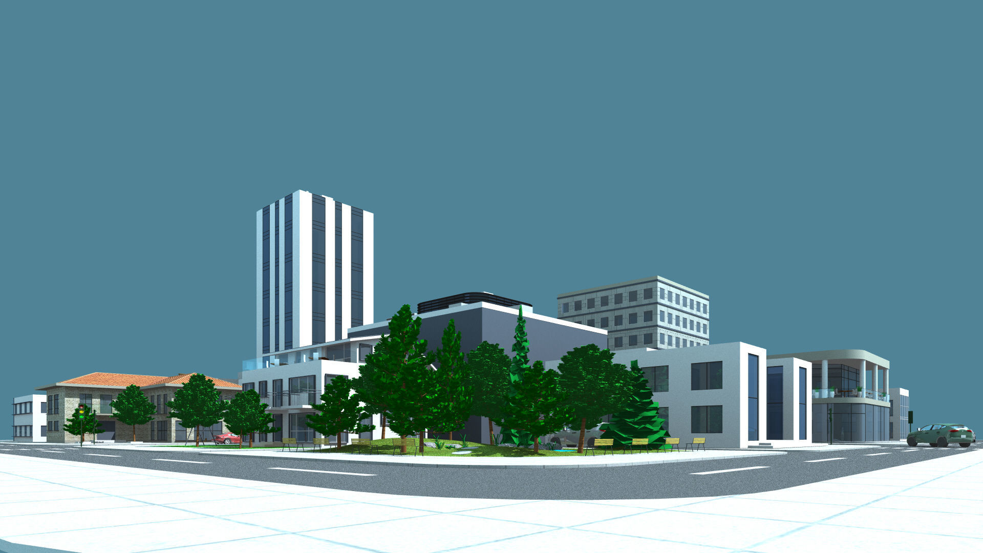Mini City with 14 different building types 3D model_9