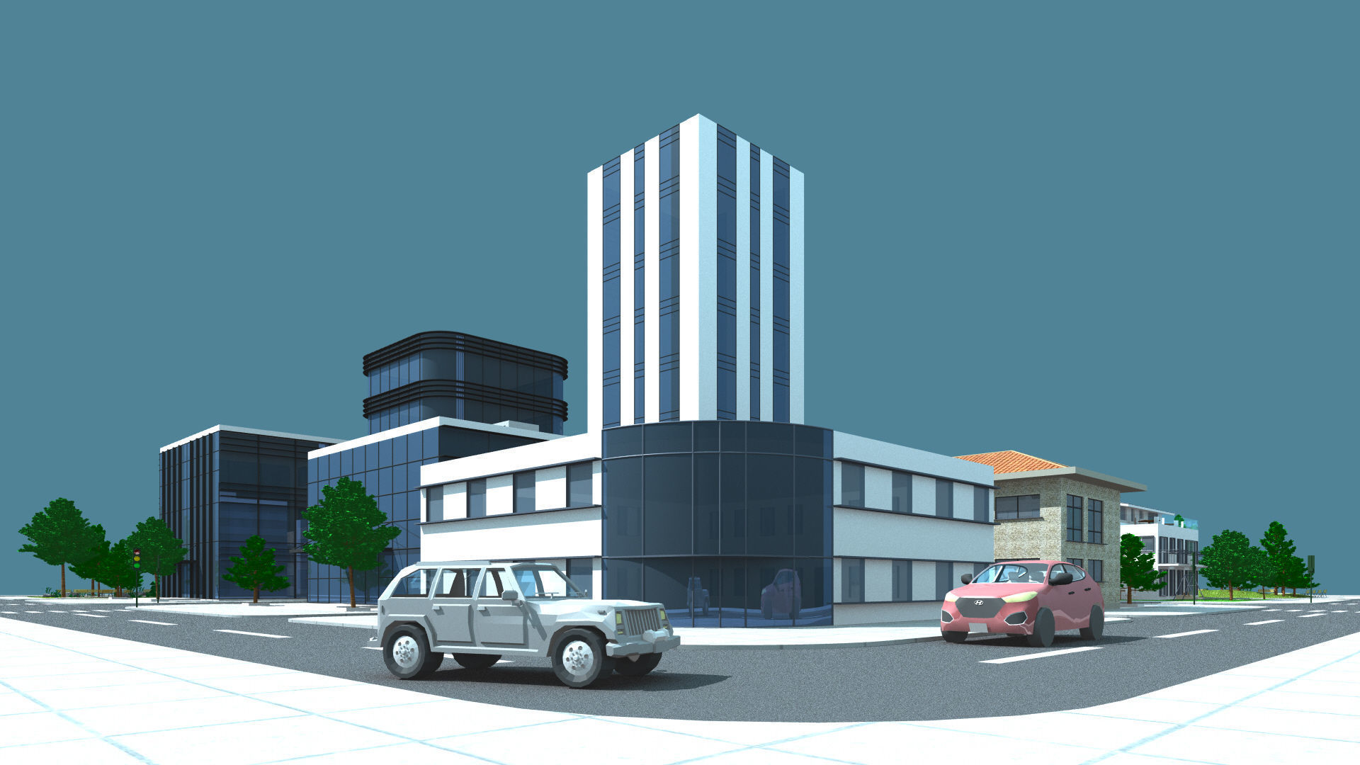 Mini City with 14 different building types 3D model_10