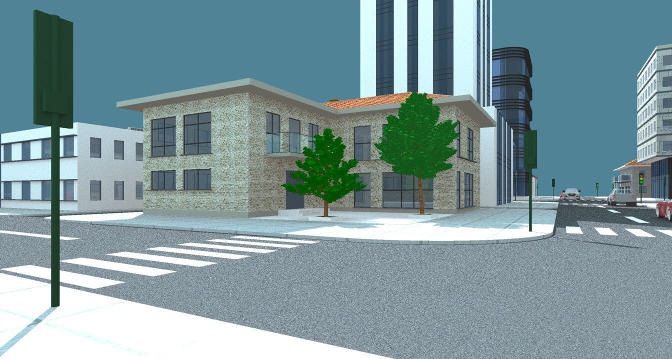 Mini City with 14 different building types 3D model_21