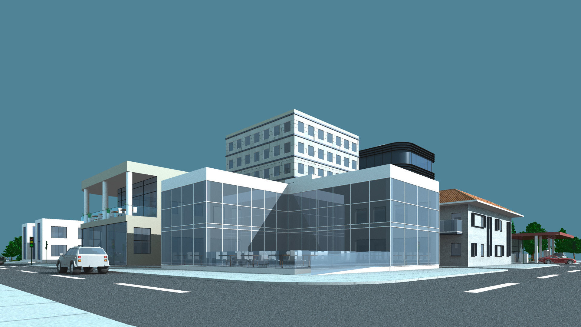 Mini City with 14 different building types 3D model_8