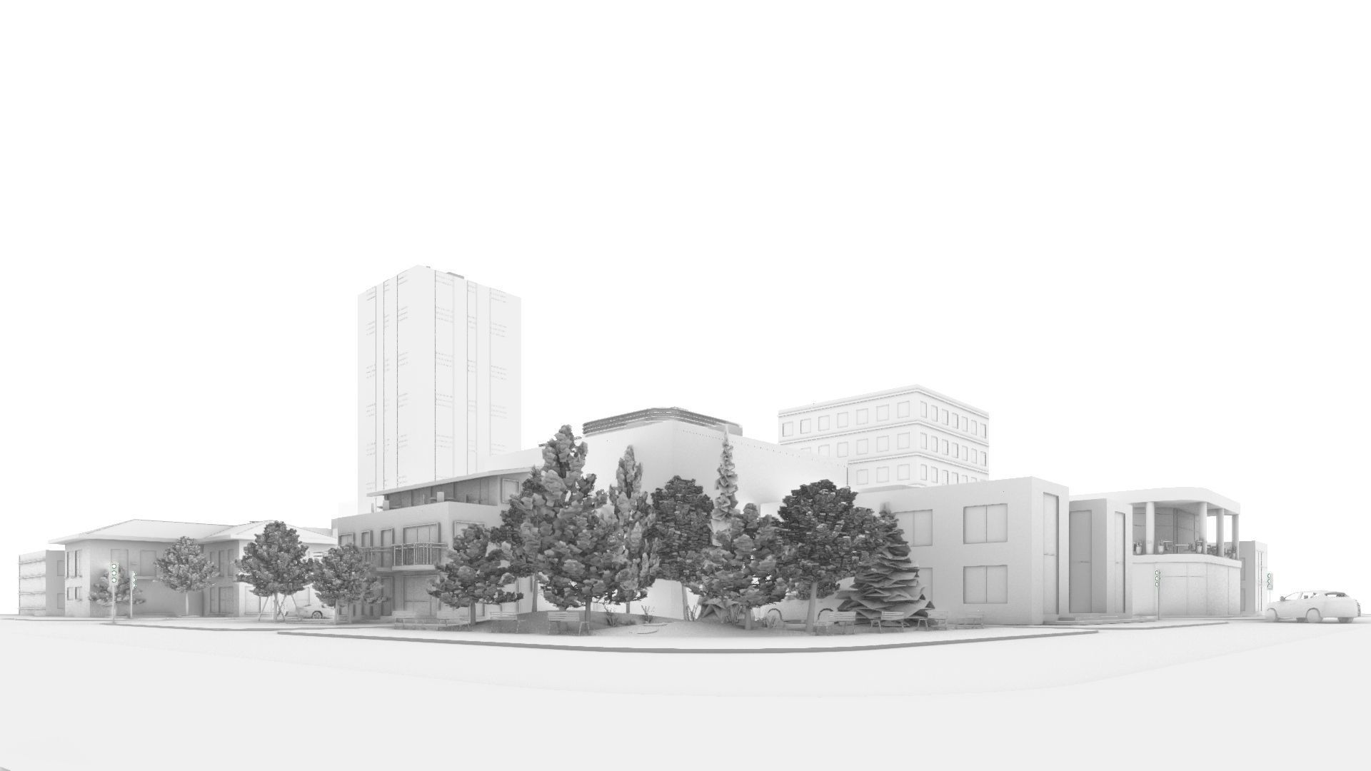 Mini City with 14 different building types 3D model_12