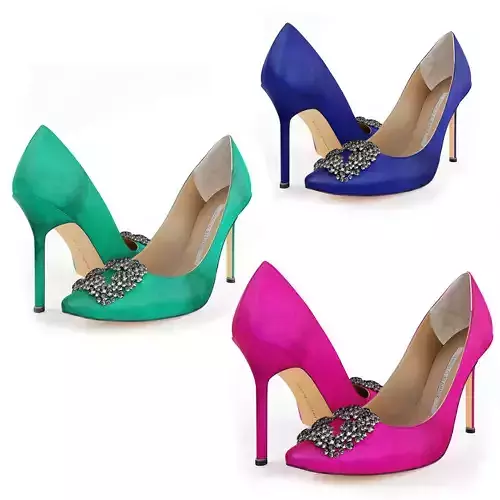 Manolo Blahnik Hangisi Satin High Heels 3D model