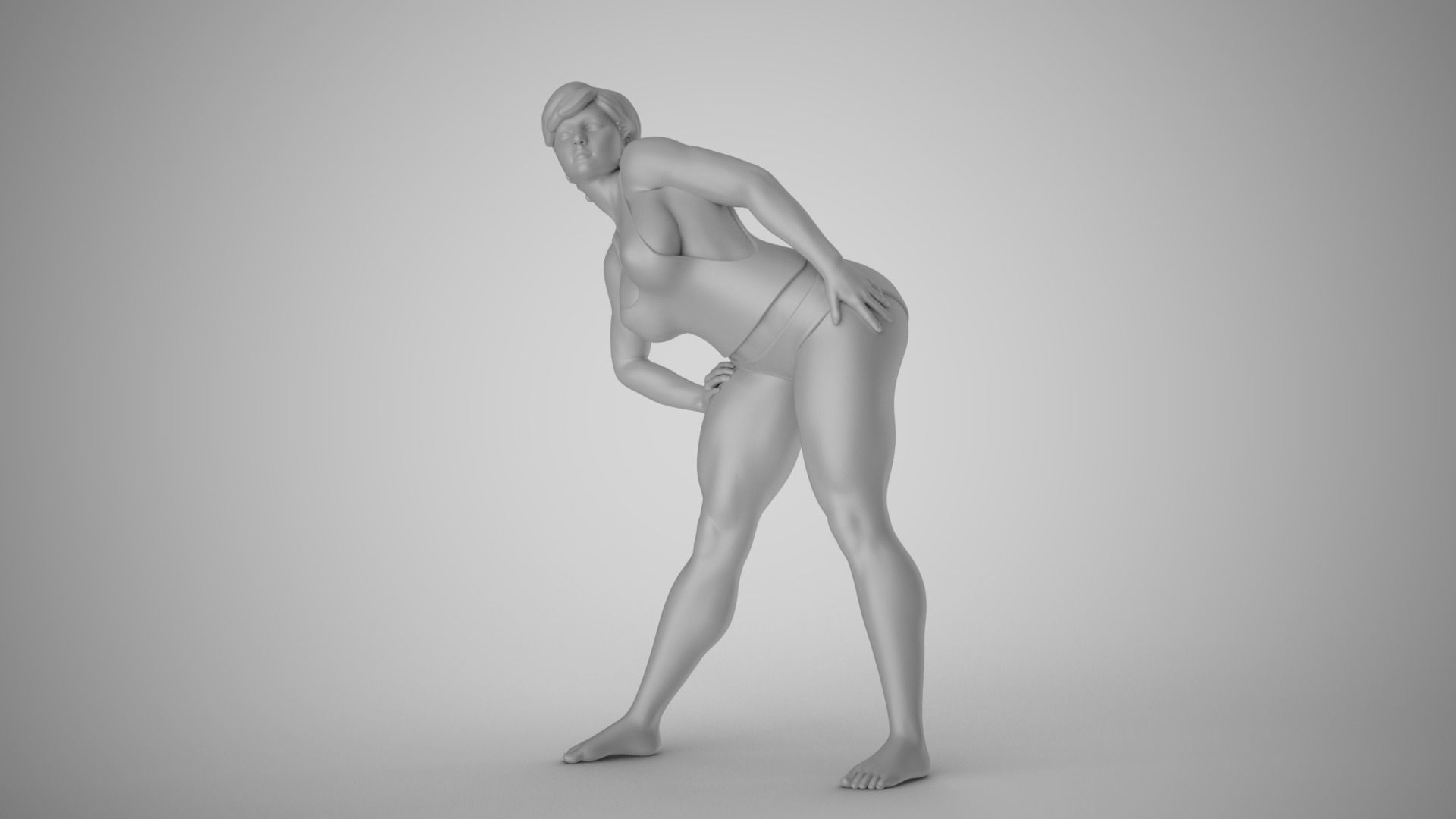 Woman Bending to Look 3D print model_1