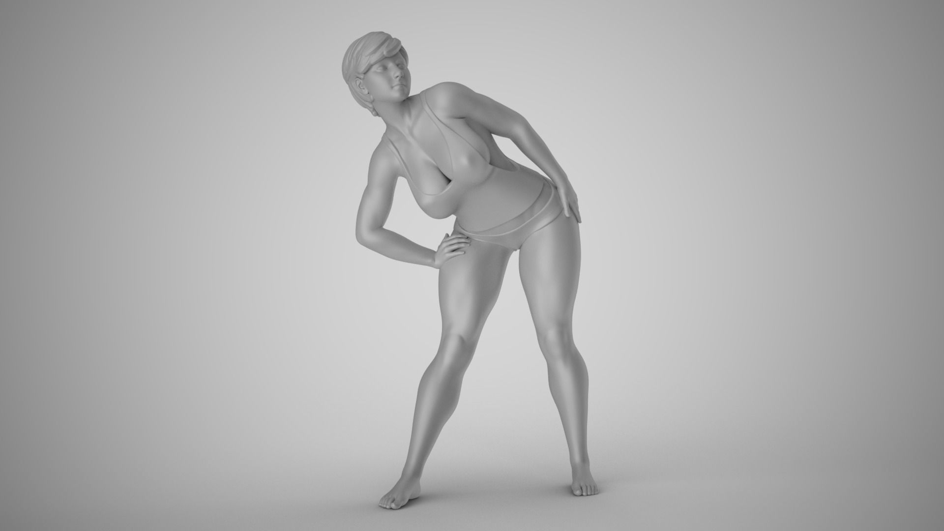 Woman Bending to Look 3D print model_2