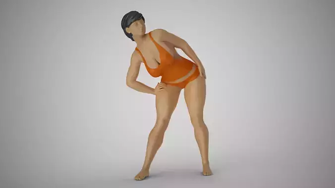 Woman Bending to Look 3D print model