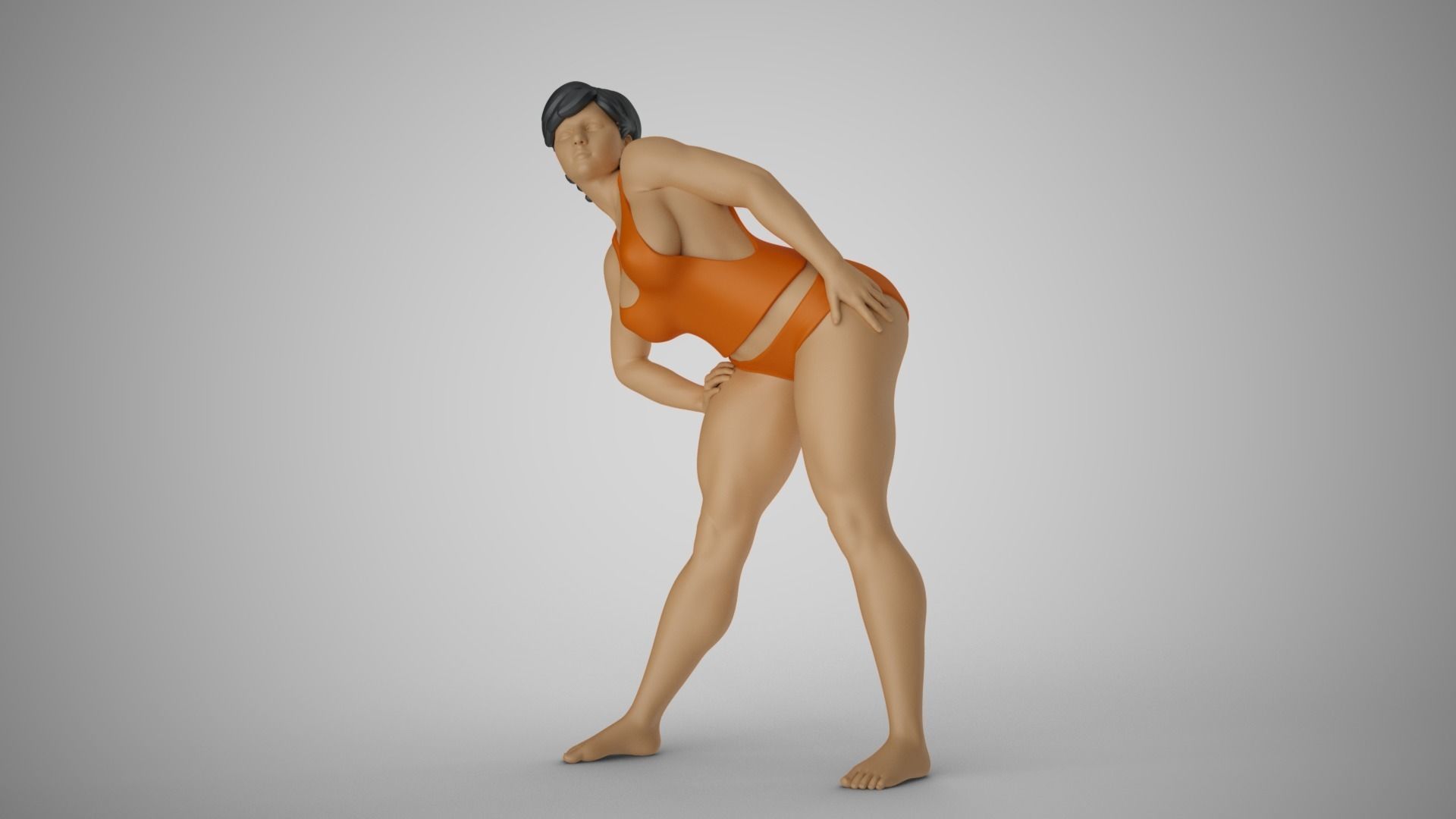 Woman Bending to Look 3D print model_10