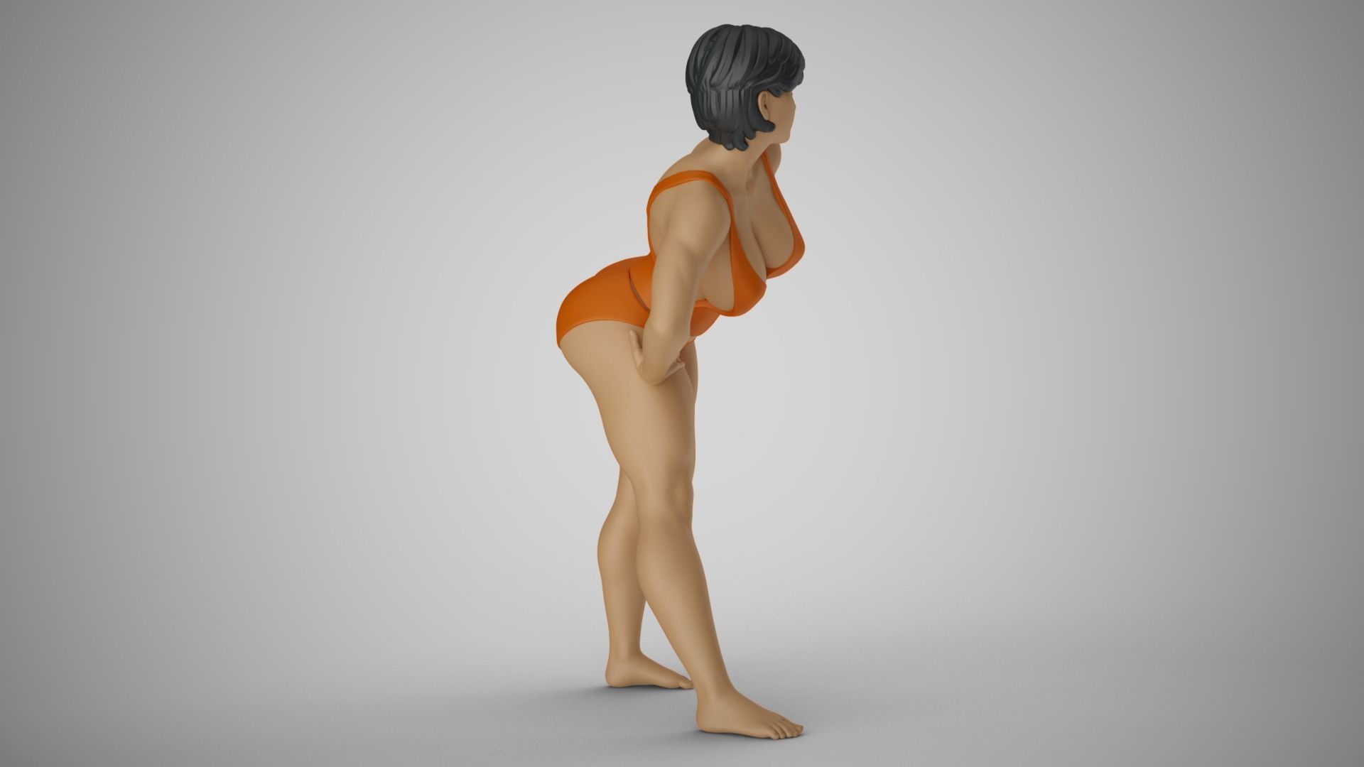 Woman Bending to Look 3D print model_6