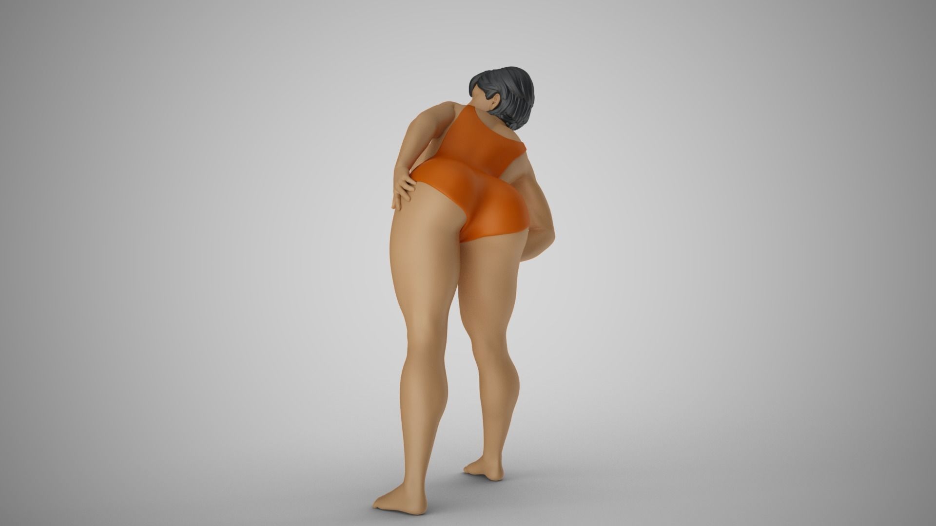 Woman Bending to Look 3D print model_7