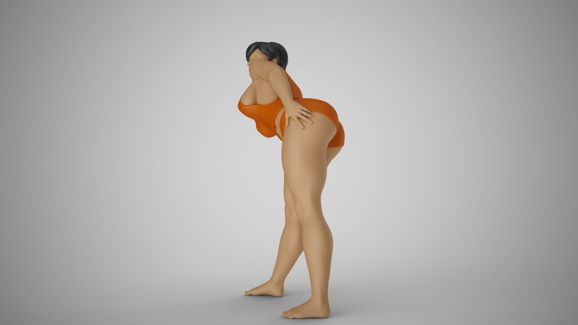 Woman Bending to Look 3D print model_9