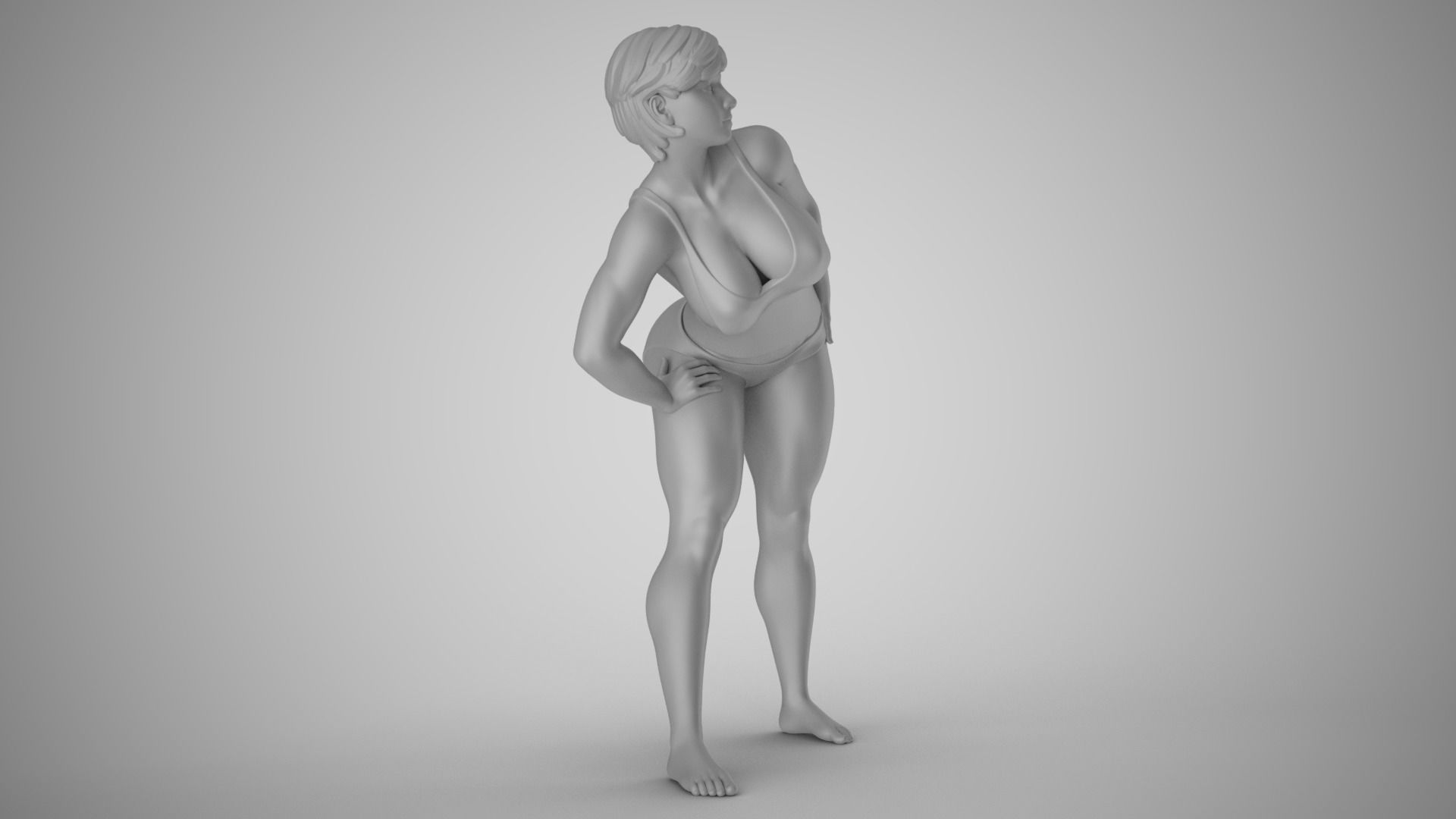 Woman Bending to Look 3D print model_3