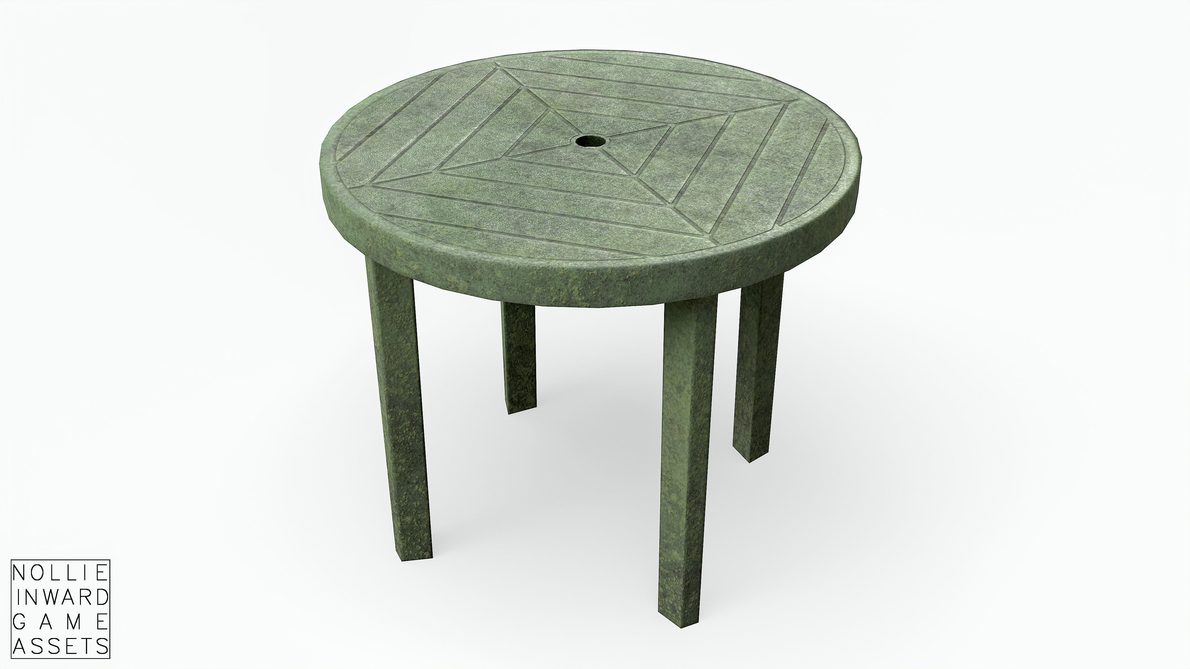 Garden Plastic Table Green - 3 Versions Low-poly 3D model_12