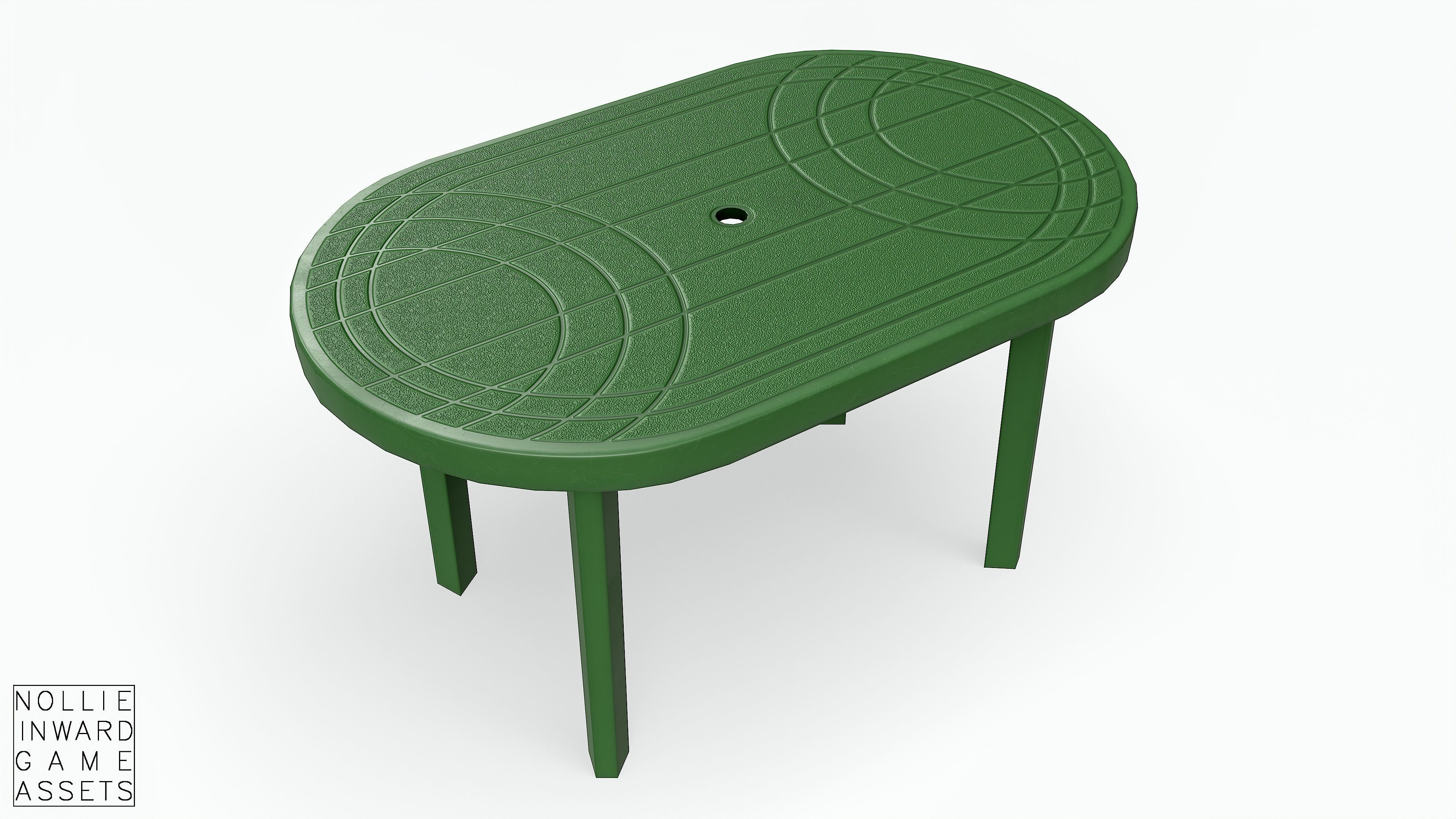 Garden Plastic Table Green - 3 Versions Low-poly 3D model_6