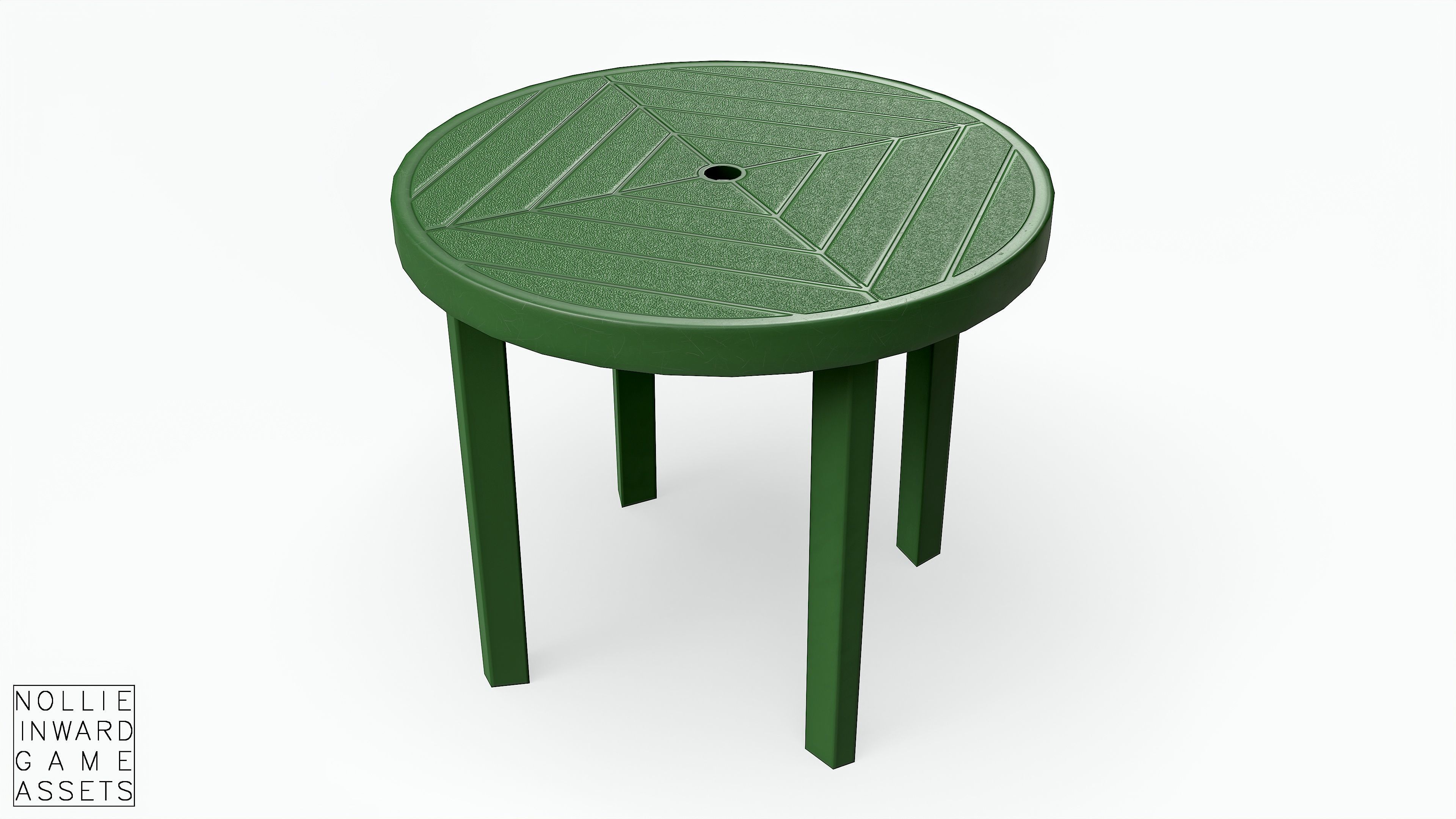 Garden Plastic Table Green - 3 Versions Low-poly 3D model_10