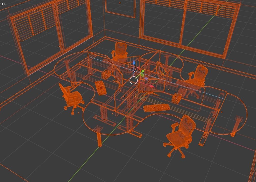 Office desks screen 3D model_4