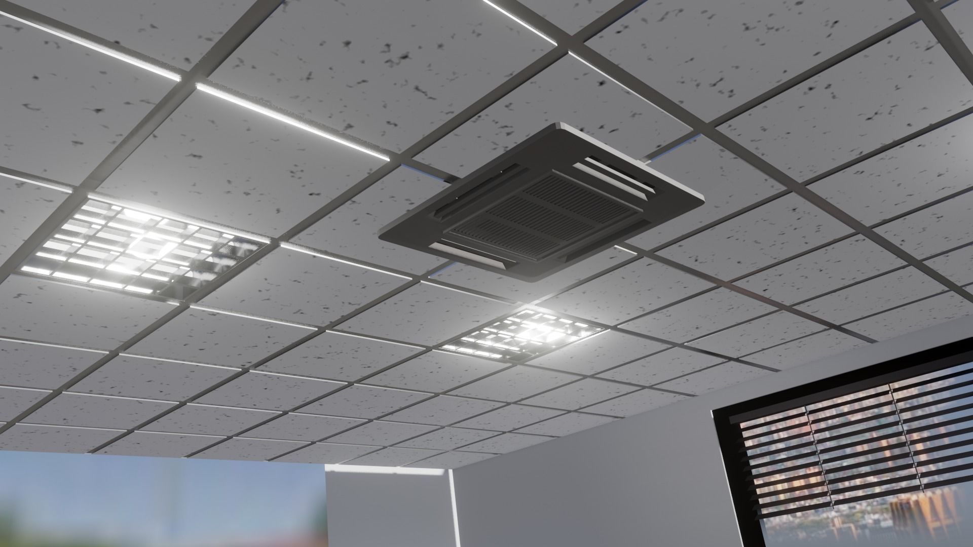 Office desks screen 3D model_3