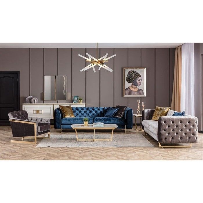 Gloria two different sofas with tufted cushions 3D model_1