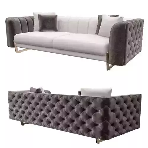 Gloria two different sofas with tufted cushions 3D model