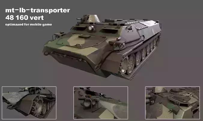 mt-lb-transporter low poly 3d model military tank Low-poly 3D model