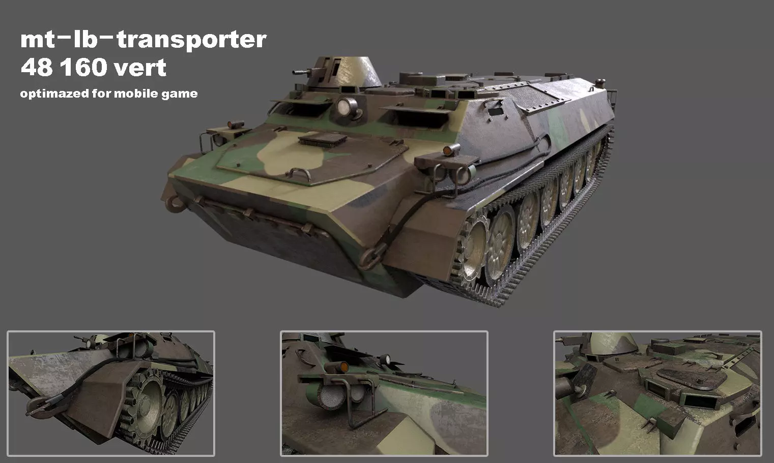mt-lb-transporter low poly 3d model military tank Low-poly 3D model