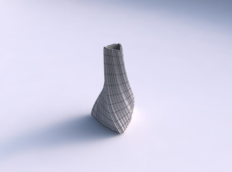 Vase twist tilted triangle with extruded vertical lines 3D print model_5