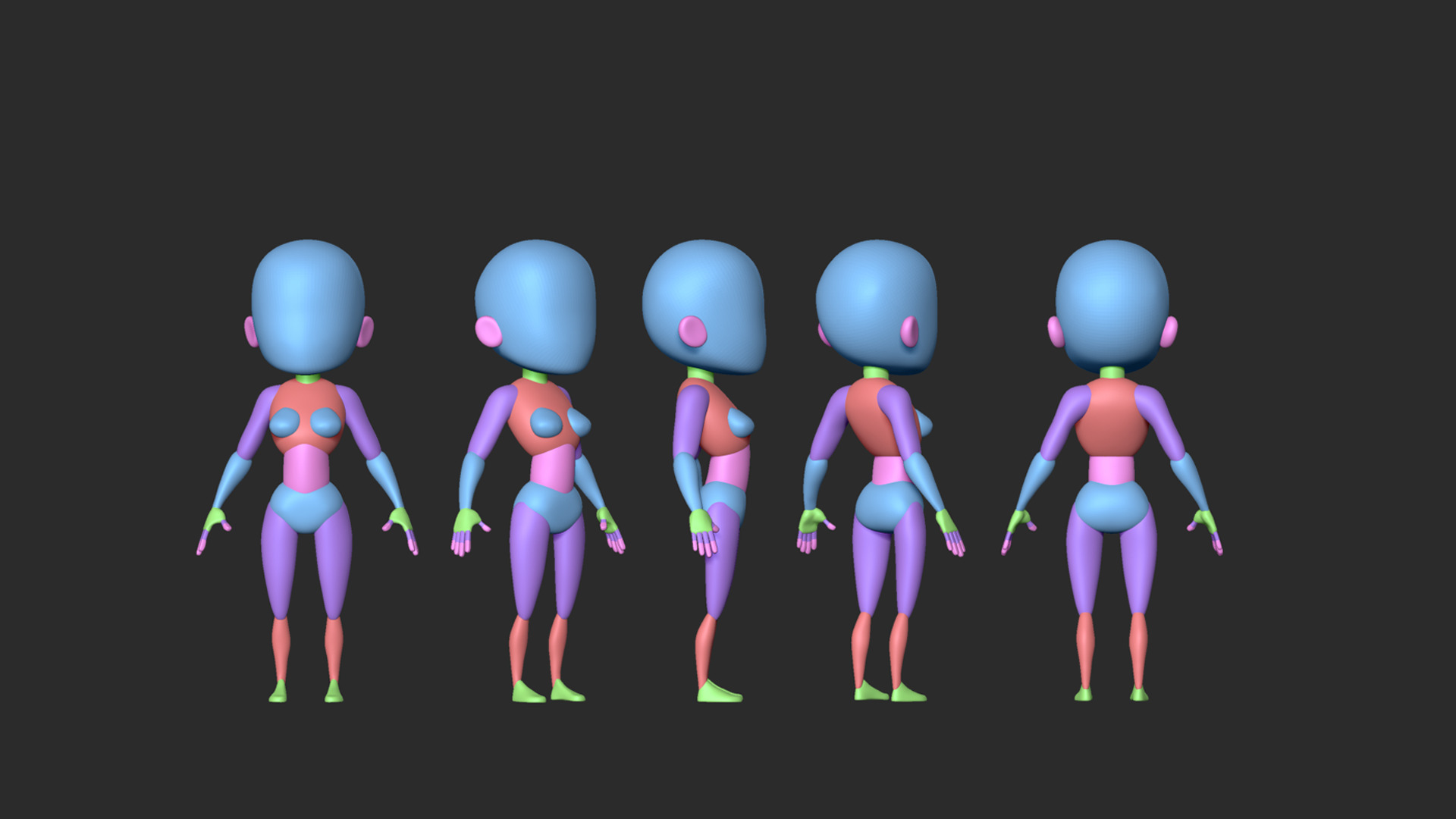 Stylized Blockout Basemesh Collection 3D model_9