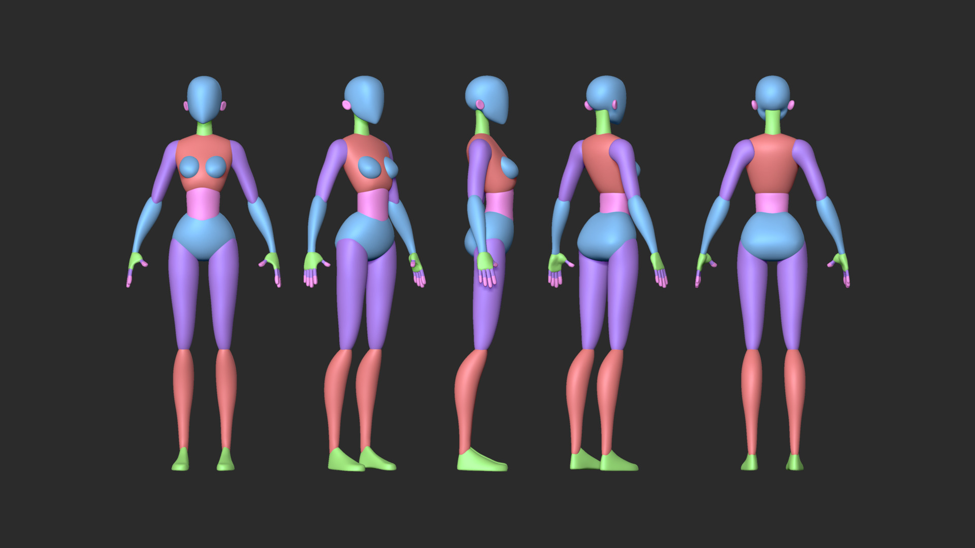 Stylized Blockout Basemesh Collection 3D model_10