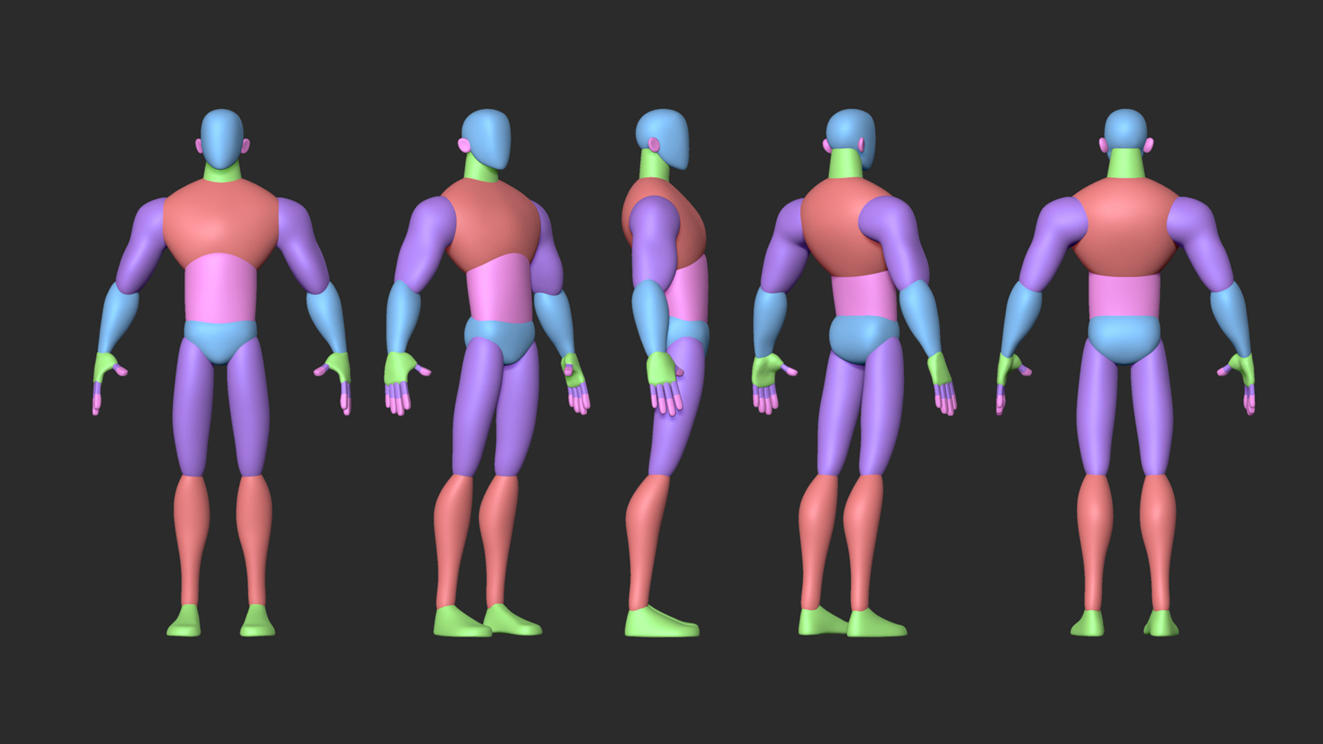 Stylized Blockout Basemesh Collection 3D model_5