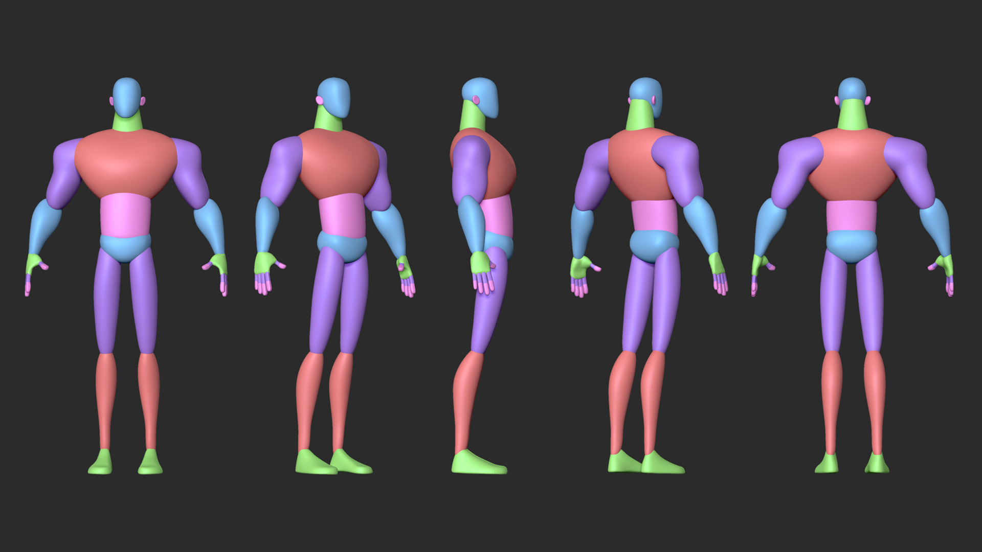 Stylized Blockout Basemesh Collection 3D model_1