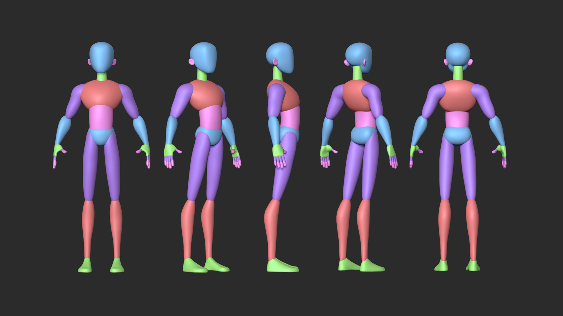 Stylized Blockout Basemesh Collection 3D model_2