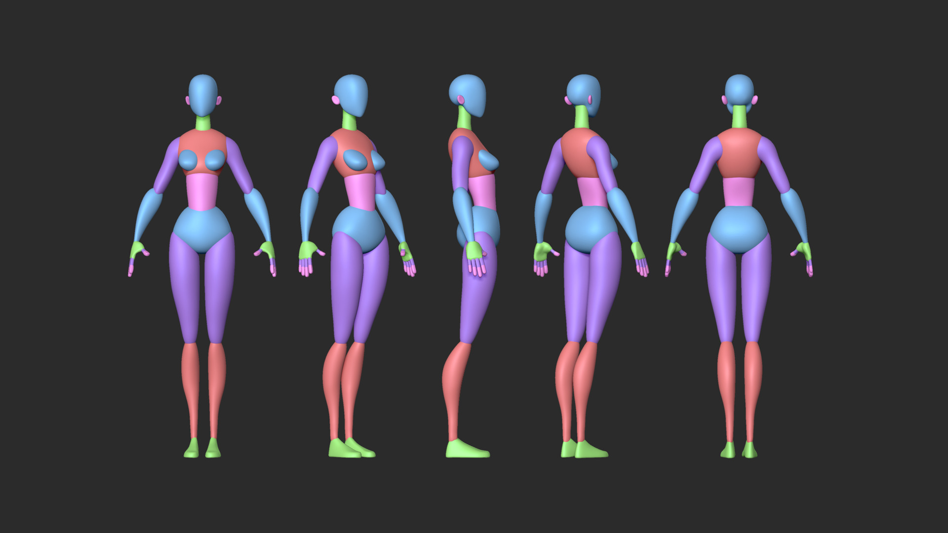 Stylized Blockout Basemesh Collection 3D model_6