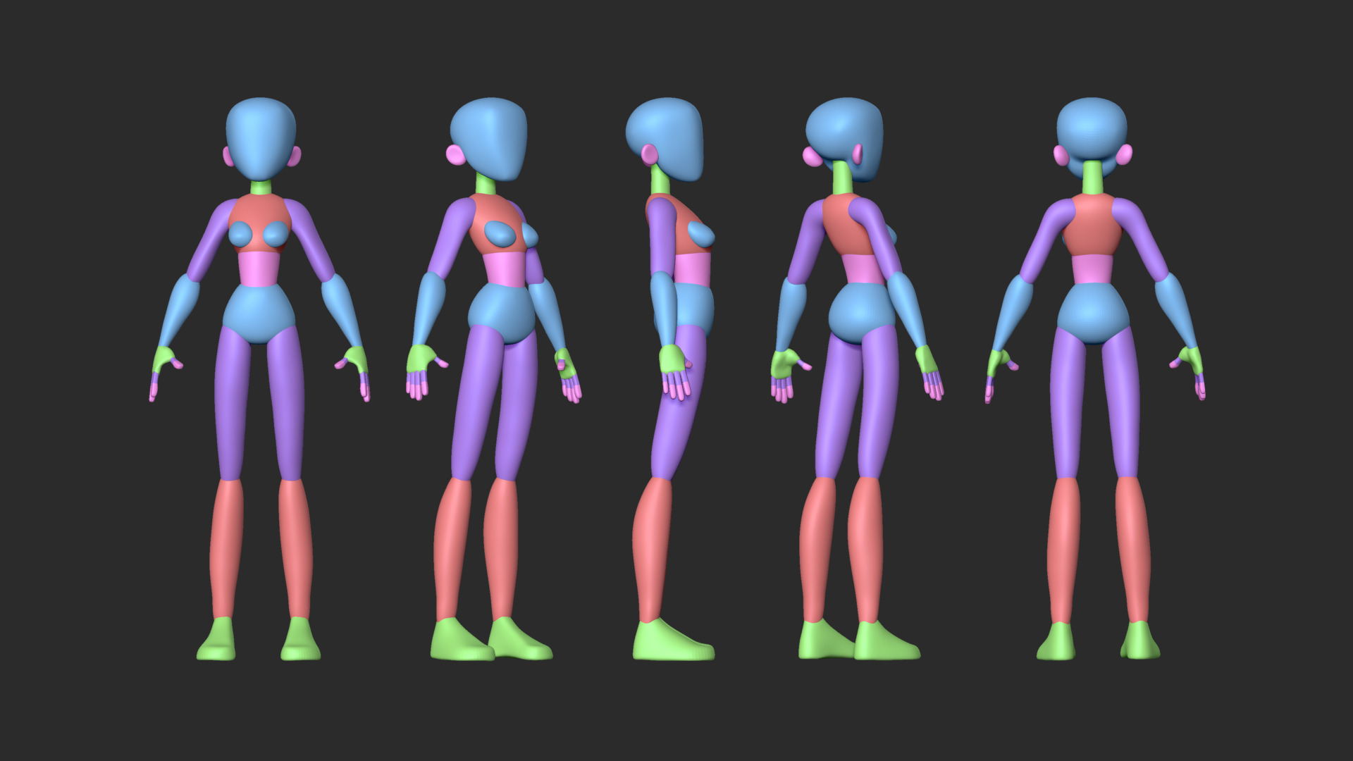 Stylized Blockout Basemesh Collection 3D model_7