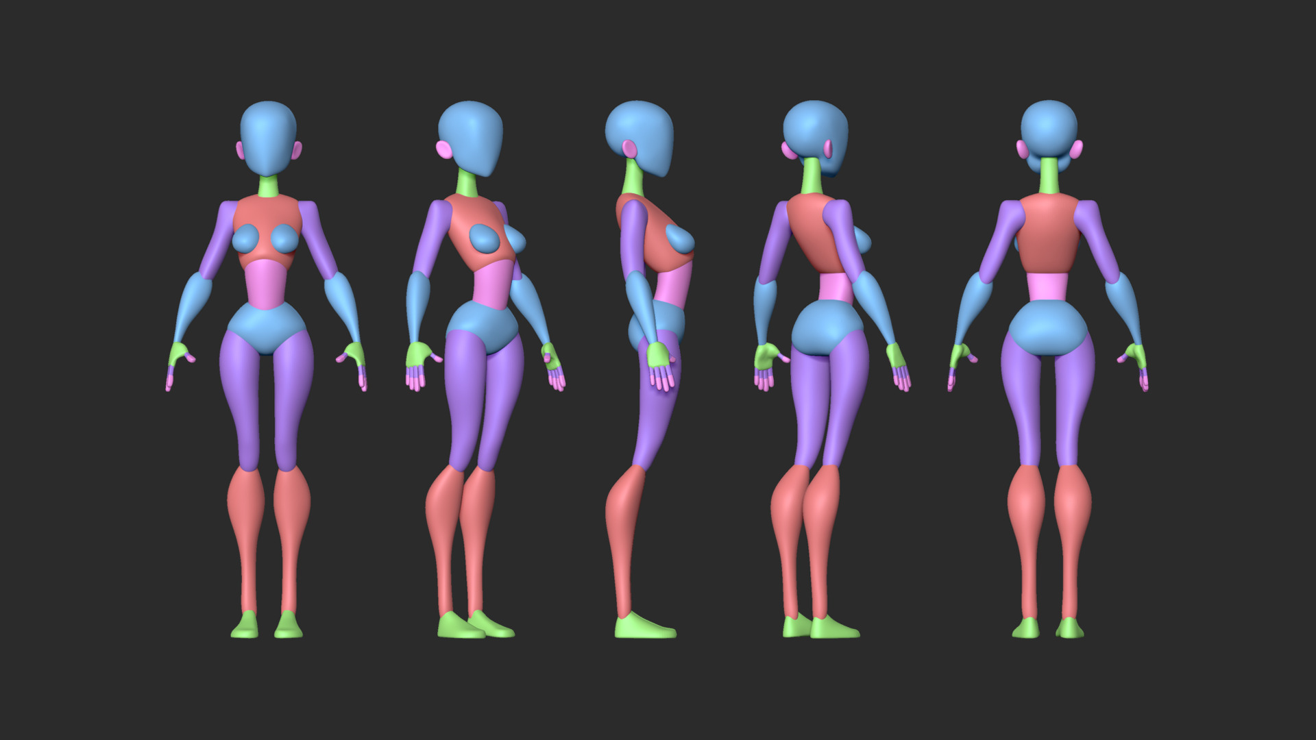 Stylized Blockout Basemesh Collection 3D model_8