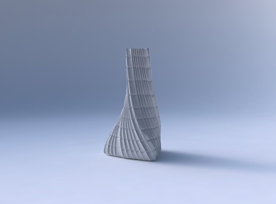 Vase twist tilted triangle with strange tiles 3D print model_4