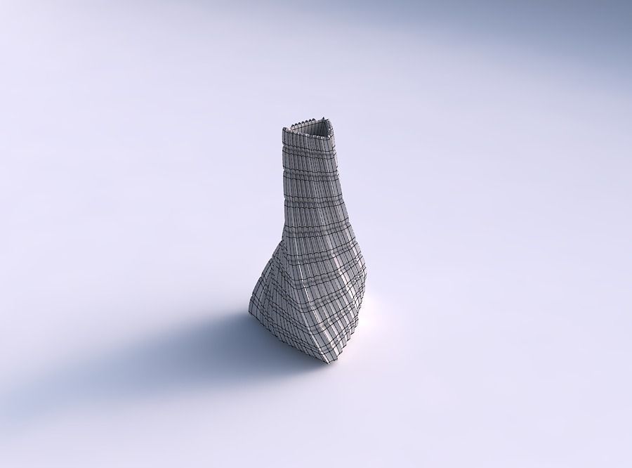 Vase twist tilted triangle with strange tiles 3D print model_5