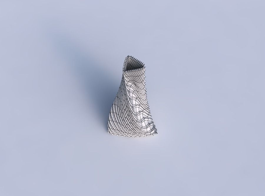 Vase twist tilted triangle with wavy extruded lines 2 3D print model_6